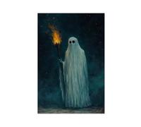 Gothic Torch-Wielding Ghost Canvas Poster Bedroom Decor Landscape Office Room Decor Gift 16" L X 24" W