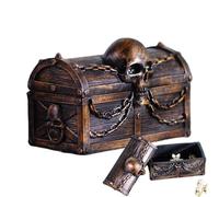 Gothic Treasure Box | Pirate Resin Storage Box with Chains - Large Dust Proof Track Organizer for Jewelry, Pearls, Memories - Pirate Style Jewelry Box