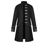 Gothic Trench Coat Men Medieval Uniform Jackets Halloween Retro Court Long-sleeved Windbreaker Renaissance Victorian Steampunk Winter Overcoat Stage Performance Cosplay Costume M-3XL Clearance