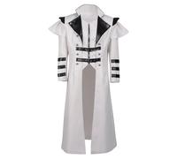 Gothic Trench Coat Men Zipper Steampunk Long-sleeved Slide Slit Jackets Medieval Renaissance Tailcoat Uniform Jacket Victorian Vintage Coats Halloween Cosplay Costume Winter Overcoat S-3XL Clearance