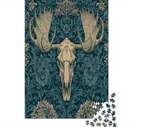 Gothic Two-tone Moose And SkullPuzzles 1000 Pieces for Adults for Adults 1000 Piece Puzzle Educational Challenge Games Home Decoratio