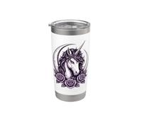 Gothic Unicorn Crescent Moon Dark Fantasy Rose Stainless Steel Insulated Tumbler