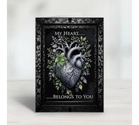Gothic Valentine’s Day Cards - Anatomical Heart with greenery against a dark background, My Heart Belongs To You