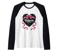 Gothic Valloween Script Roses and Garlands Raglan Baseball Tee