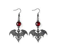 Gothic Vampire Bat Earrings for Women Goth Red Rhinestone Cross Earrings, M, Acrylic, No Gemstone