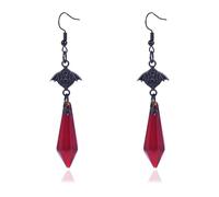 Gothic Vampire Bat Earrings Goth Vampire Earring Punk Style Red Black Crystal Bat Drop Dangle Earrings Halloween Jewelry Witch Costume Vampire Accessories for Women, Metal, No Gemstone