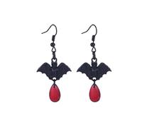Gothic Vampire Bat Earrings Halloween Crystal Dangle Earrings Vintage Red Black Zirconia Witch Bat EarringDark Jewelry for Women, Metal, No Gemstone