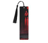 Gothic Vampire Castle Arched Windows with Red Lights Double-Sided Printed Wooden Bookmarks 5pcs, Women Presents for Book Lovers Cool Notebook Accessories Birthday Presents for Men(5 Piece Set)
