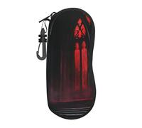 Gothic Vampire Castle Arched Windows With Red Lights Printed Glasses Case Ultra-Light Soft Shell Protective Eyewear Organizer For Men And Women