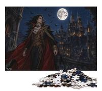 Gothic Vampire Count 1000 Piece Wooden Jigsaw Puzzle,Wood,Stress Relief,Whimsical Challenge Victorian Dracula,Educational Toy,Home Wall Decor,Gift Idea,Adults & Kids 14+ (75x50cm)