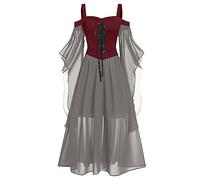 Gothic Vampire Dress Women Renaissance Medieval Trumpet Sleeve Costume