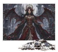 Gothic Vampire Queen 500 Piece Wooden Jigsaw Puzzle,Wood,Impossible Challenge,Educational Toy Victorian Blood Rose,Gift Idea,Stress Relief,Home Wall Decor,Adults & Kids 14+ (52x38cm)