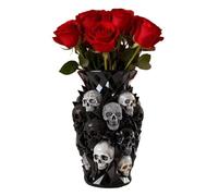 Gothic Vase Skull Planter, 5.9inch Resin Skeleton Vase for Goth Home Decor, Decorative Flower Pot for Red & Black Roses Fresh Or Dried Blooms, Spooky Halloween Accessories Gothic Gift