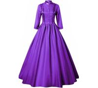 Gothic Victorian Dresses for Women Civil War Costumes Queen Ball Gown Masquerade Dress (Purple,3XL)