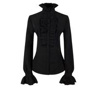 Gothic Victorian Flounce Blouse Women OL Office Ladies Vintage Lolita Party High Neck Frilly Ruffle Cuffs Shirts Female Blouses