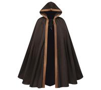 Gothic Vintage Cloak for Men UK Clearance, Medieval Warrior King Cape Lace Up Poncho Hooded Cloaks Stage Performance Capes Victorian Renaissance Clothes Halloween Cosplay Costume Dress Up Party Prop