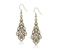 Gothic Vintage Dangle Earrings for Women - Black Crystal Teardrop Drop Earrings, Retro Jewelry for Wedding, Party, and Halloween Gifts, M, Metal, No Gemstone