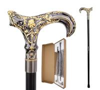 Gothic Vintage Skull Gold Walking Cane - 93.5cm Ornate Unisex Gentleman Stick for Steampunk Parties & Decorative Collection