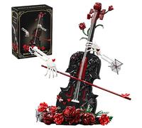 Gothic Violin Building Blocks Set - 1429PCS Dark Ros Fantasy String Instrument Bricks Kit with Skeleton Hand, Horror Home Office Decor for Adult, Halloween Creative Gift for Men, Women
