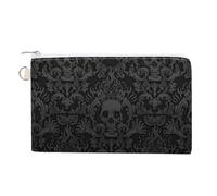 Gothic-wallpaper-for-walls-skull-damask Coin Purse Lightweight Change Purse Mini Zipper Tool Bag Canvas Coin Wallets,Women Men