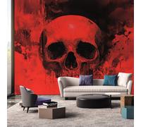 Gothic Wallpaper, Red 3D Skull Goth Wallpaper Murals, Gothic Room Decor Wall Art for Bedroom Kitchen Living Room 200L x 150W cm