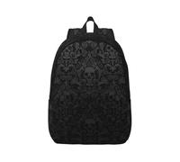 Gothic Wallpaper Skull Canvas Backpack Laptop Bag Adjustable Straps Vintage Casual School Travel Outdoor Work Camping
