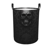 Gothic Wallpaper Skull Circular Laundry Hamper Foldable With Handle - Durable And Waterproof Oxford Cloth Laundry Basket, Compact And Fashionable For Kitchen, Living Room, Bathroom, Etc.