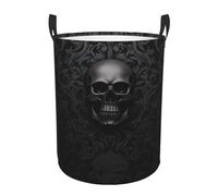 Gothic Wallpaper Skull Laundry Baskets Round Dirty Clothes Hamper Laundry Hampers With Handle,Waterproof,Lightweight,Foldable,60l,For Bedroom,Bathroom,Nursery,And Toy Organization