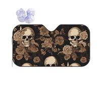 gothic wallpaper skull -Print Car Windshield Sun Shade With Reflective Shield - Universal Fit For Most Vehicles, Blocks Heat & UV Rays, Includes Installation Suction Cups.