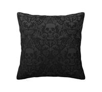 Gothic Wallpaper Skull Print Cushion Covers,Square Pillow Case Home Decorative For Men/Women Living Room Bedroom Sofa Chair 18"X18"