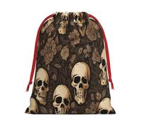 gothic wallpaper skull -Print Drawstring Gifts Bags L Size - Soft Flannel Fabric Reusable For Wedding Party Favors Gifts Packaging
