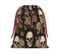 gothic wallpaper skull -Print Drawstring Gifts Bags L Size - Soft Flannel Fabric Reusable For Wedding Party Favors Gifts Packaging