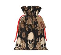 gothic wallpaper skull -Print Reusable Burlap Pouches Drawstring Bags, Rustic Wedding Christmas Party Favors Bulk Packaging.