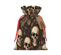 gothic wallpaper skull -Print Reusable Burlap Pouches Drawstring Bags, Rustic Wedding Christmas Party Favors Bulk Packaging.
