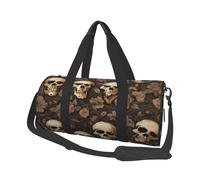 (Gothic Wallpaper Skull) Print Round Large Travel Bag - Multi-Compartment Organizer Lightweight for Trips & Sports