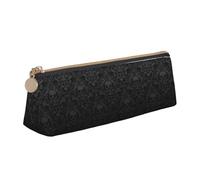 Gothic Wallpaper Skull Printing Triangular Leather Pencil Case with Zipper Pen Pouchfor Boys Girls Pupil for Work and School