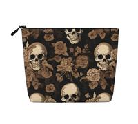 Gothic Wallpaper Skull - Themed Makeup Bag - Waterproof Hemp Cosmetic Pouch for Travel, Daily Use & Gifts (9.5x6.7x2in)