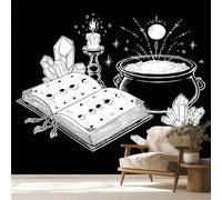Gothic Wallpaper & Wall Mural, 200x140 cm - Magic Book Sun Star Witchy Home Wall Decor for Bedroom, Living Room - S&J2417