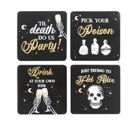Gothic Wedding Gifts - Til Death Do Us Party Coaster Set for Unique Anniversary Celebration Decor - Something Different Wholesale - Dark Elegance of Exclusive Til Death Do Us Party Range