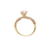 Gothic Wedding Ring, Bridal Rings 6 Prong Warped 18.1K Yellow Gold with White Round Shape Created Diamond Size U 1/2