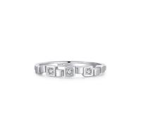 Gothic Wedding Ring, Real Silver Rings for Women Silver Small Square Band with Zircon Size L 1/2