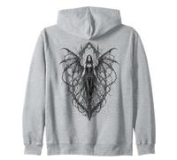 Gothic Winged Dark Fairy Sketch Aesthetic Alt Grunge Zip Hoodie