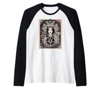 Gothic Witch Art Occult Woman Portrait Moon Moth Raglan Baseball Tee
