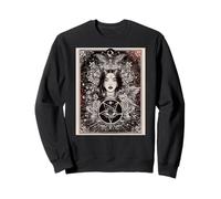 Gothic Witch Art Occult Woman Portrait Moon Moth Sweatshirt