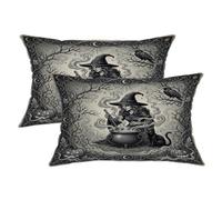 Gothic Witch Cauldron Potion Theme Throw Pillow Covers 12x20 Set of 2