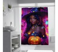 Gothic Witch Shower Curtain Black Girl Dark Bathroom Decor 200x220cm