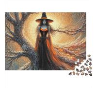 Gothic Witch Spider 1000 Piece Jigsaw Puzzle For Adults Family Challenge Toys Stress Relief Puzzle Cultivate The Spirit of Teamwork for Men, Women, Elders, Seniors 500pcs (52x38cm)