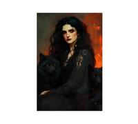Gothic Witch with Wolves Art Print - Dark Goddess Wall Decor (museum-grade Paper)-1