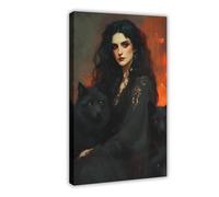 Gothic Witch with Wolves Art Print - Dark Goddess Wall Decor (museum-grade Paper)-1