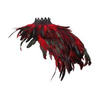 Gothic Witch Wizard Feather Shrug Cape Shoulder Wrap Men Women Halloween Cosplay Party Carnival Swan Crow Feather Choker Collar Shawl Capelets Raves Night Club Costume Neck Wrap Gaiter